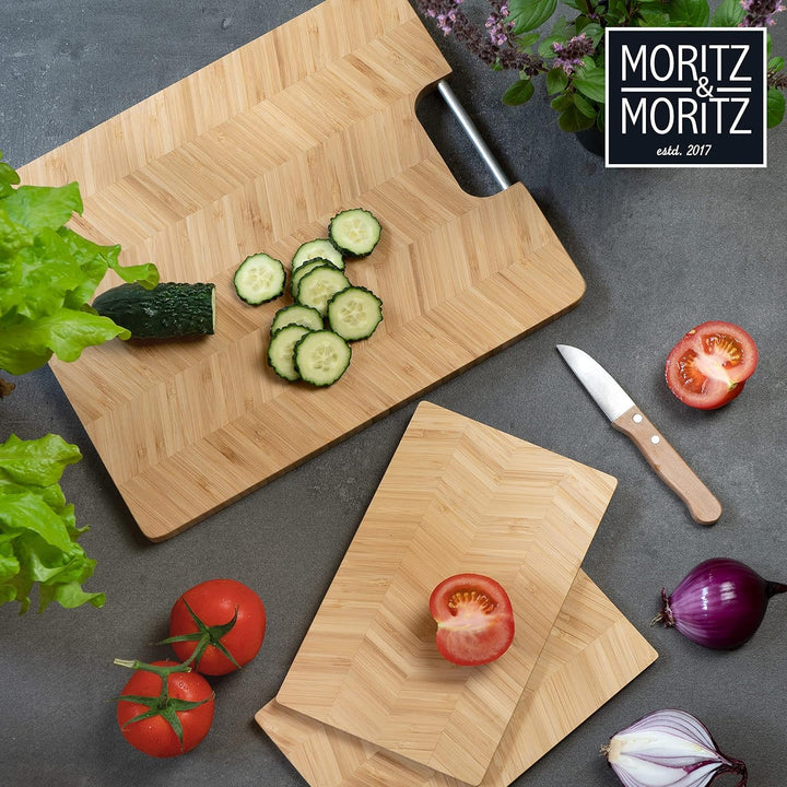 Moritz & Moritz 2x Schneidebrett Bambus Klein - 23 x 14,5 cm - Frühstücksbrettchen Bambus Set - Schn