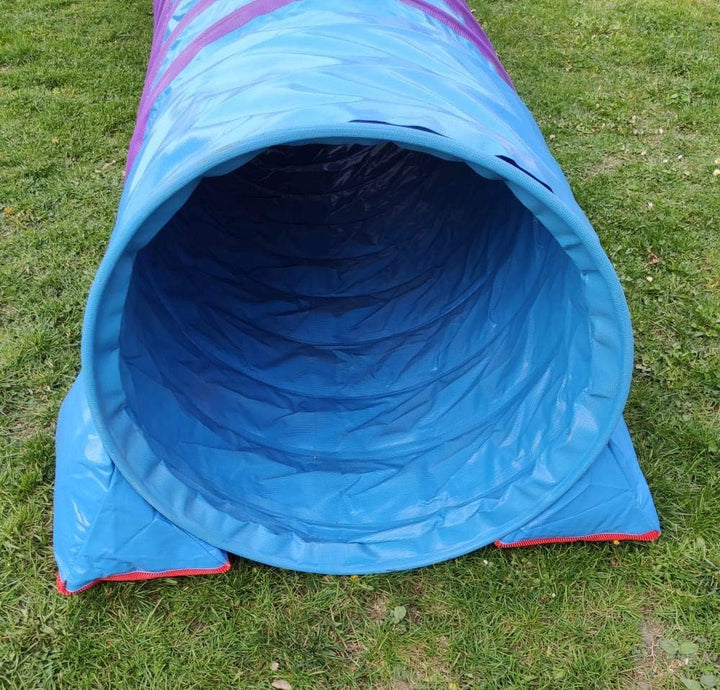 Callieway Premium Dog Agility Tunnel Sandsack - (2er Pack) blau mit Gumminoppen Stoppermatte für Agi