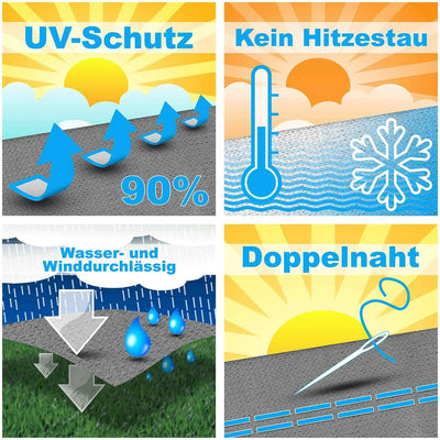 hanSe Sonnensegel quadratisch, Segeltuch Quadrat, 2x2 m in Limegrün, aus HDPE Gewebe, wetterbeständi