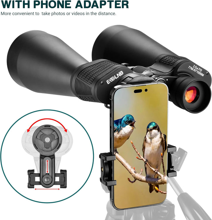 ESSLNB Astronomie Fernglas Gross 15X70 Grossfernglas für Erwachsene mit Handy Adapter Stativadapter