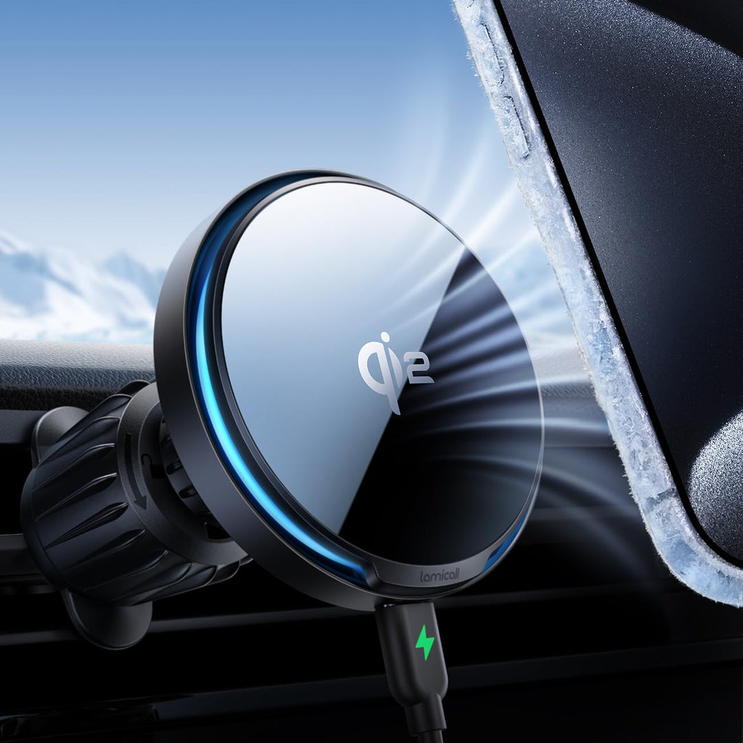 Lamicall Qi2 Handyhalterung Auto für Magsafe Autohalterung mit Ladefunktion - [Kühlventilator & Smar