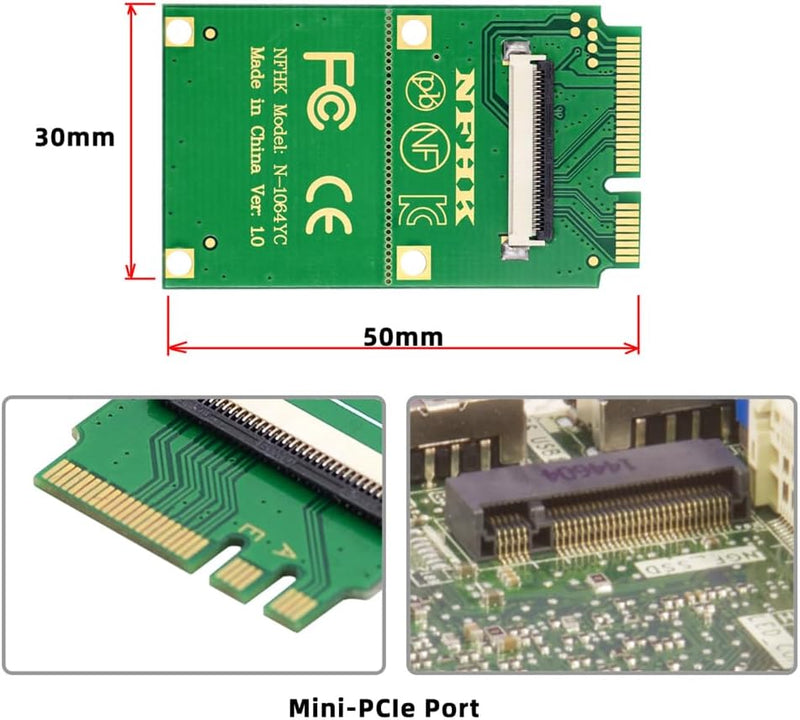 xiwai Mini PCI-E & NGFF A+E auf SATA 3.0 4 Ports Adapterkabel 6 Gbit/s – Erweitern Sie Ihre SSD Spei