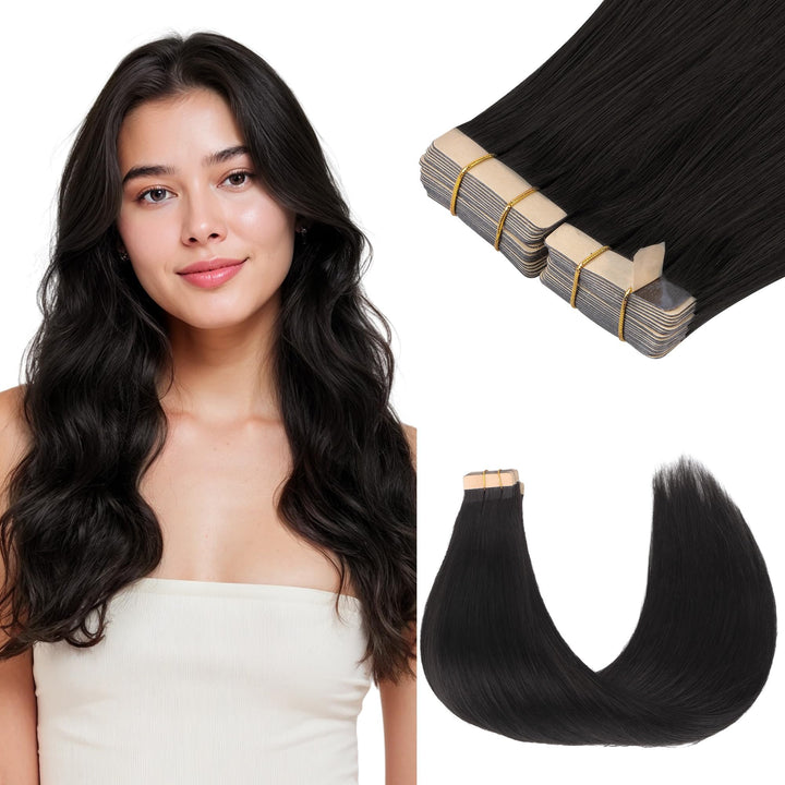 GOO GOO Tape in Extensions Echthaar, Tape Extensions Echthaar, 35cm 100g 40pcs, Extensions Echthaar,
