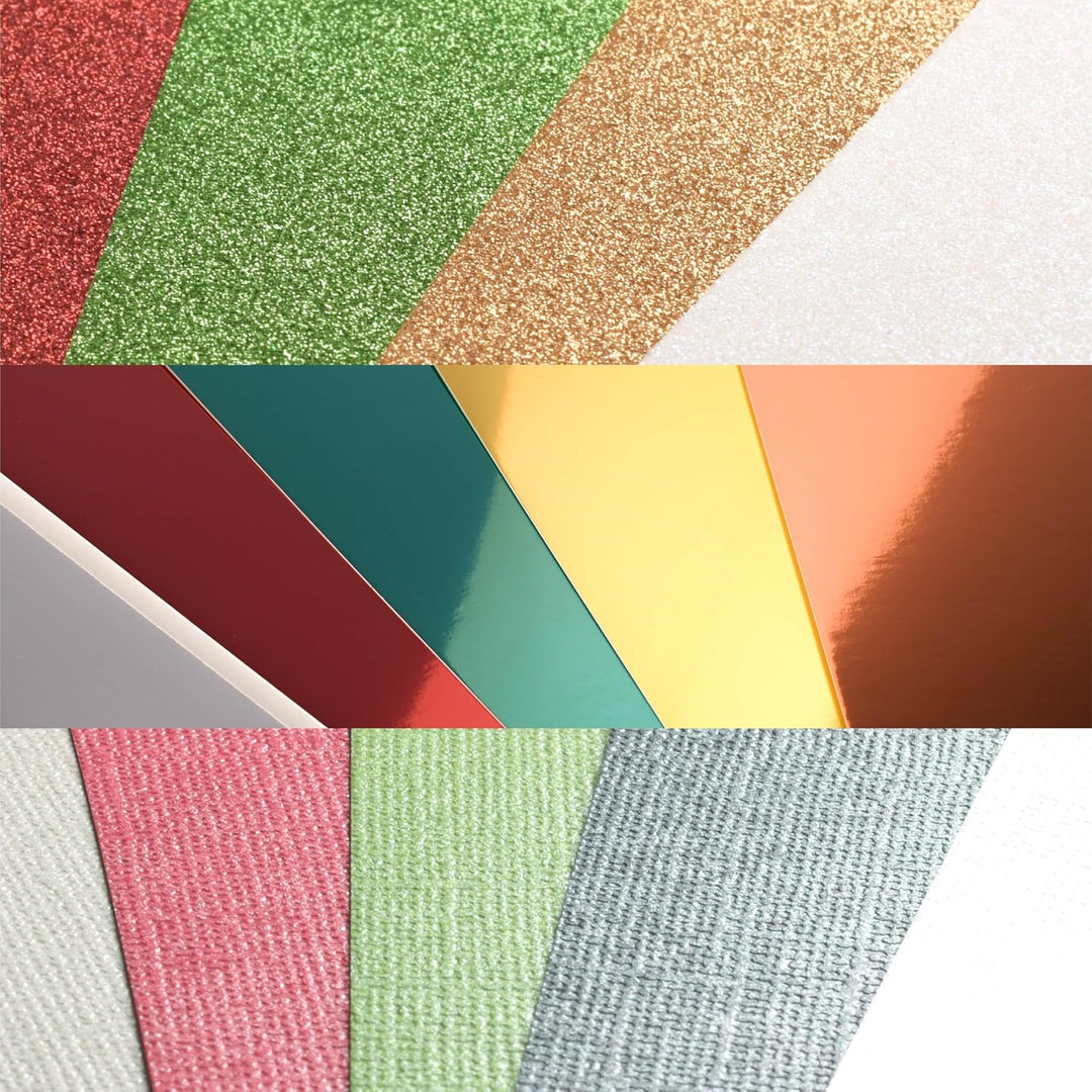 Vaessen Creative Florence Tonpapier - Quadratisch Bastelpapier - 30,5 x 30,5 cm - Farbenmix Weihnach