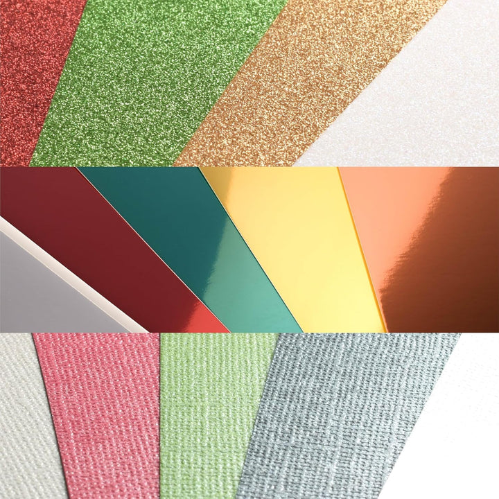 Vaessen Creative Florence Tonpapier - Quadratisch Bastelpapier - 30,5 x 30,5 cm - Farbenmix Weihnach