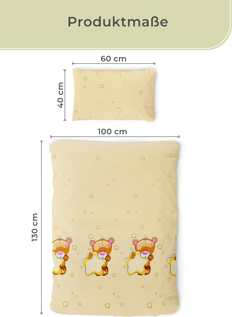 Gräfenstayn® 2-tlg. Kinderbettwäsche Set mit Tiermotiv und integriertem Reissverschluss - aus 100% B