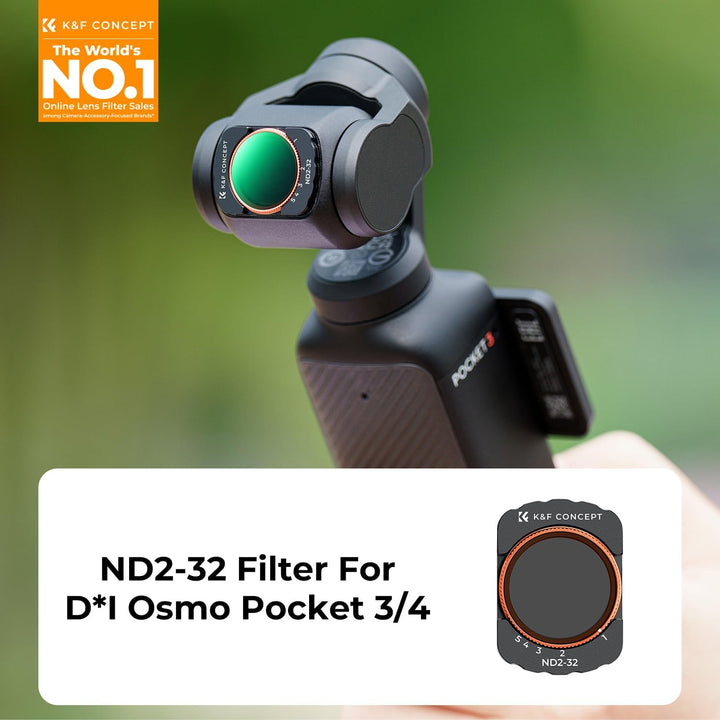 K&F Concept OSMO Pocket 3 ND Filter, Magnetischer Variabler ND Filter ND2-ND32, 1-5 Blendenstufen Gr