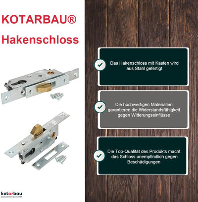 KOTARBAU® Hakenschloss Schiebetore Einsteckschloss 72/40 Schlosskasten Schiebetürschloss Hakenfallen