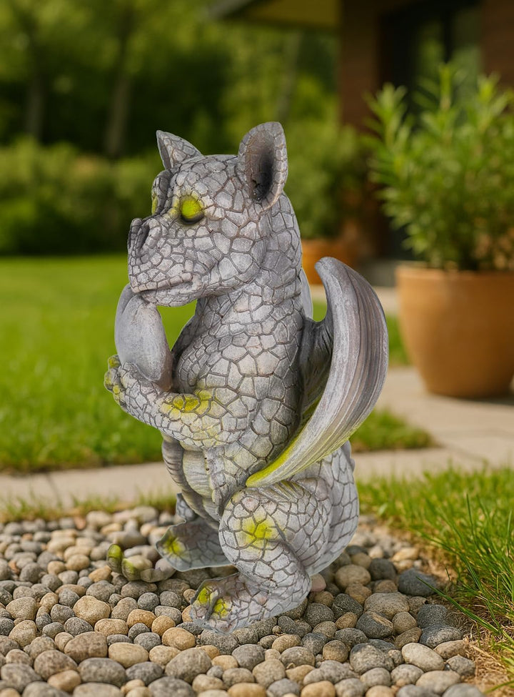 Kremers Schatzkiste Drachenkind verliebt mit Herz Drache Figur Gartenfigur Liebe