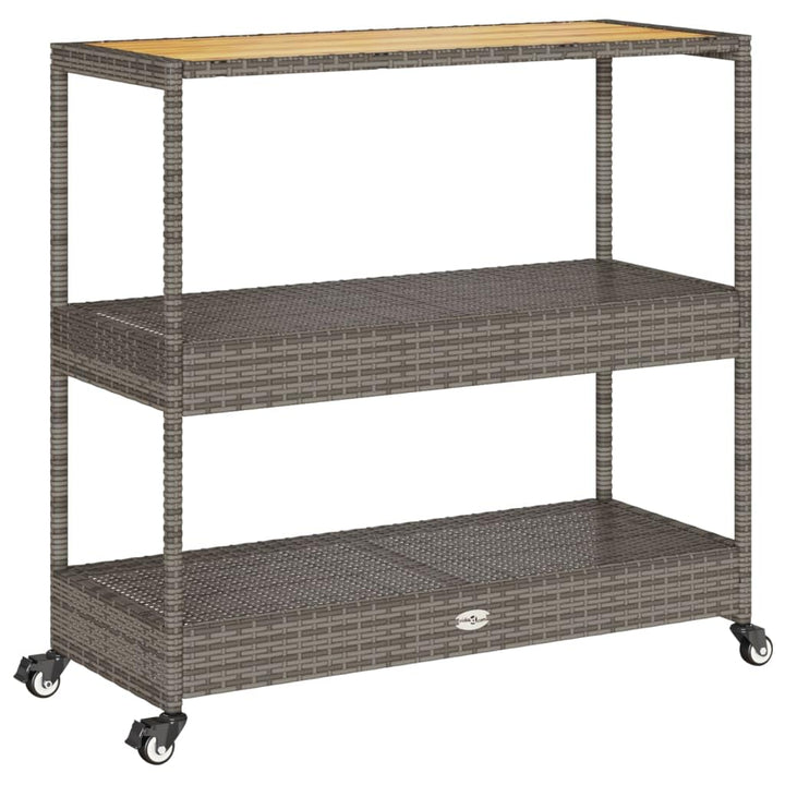 vidaXL Barwagen 3 Böden, Servierwagen mit Rollen Stahlgestell, Rollwagen für Küche Garten Esszimmer,