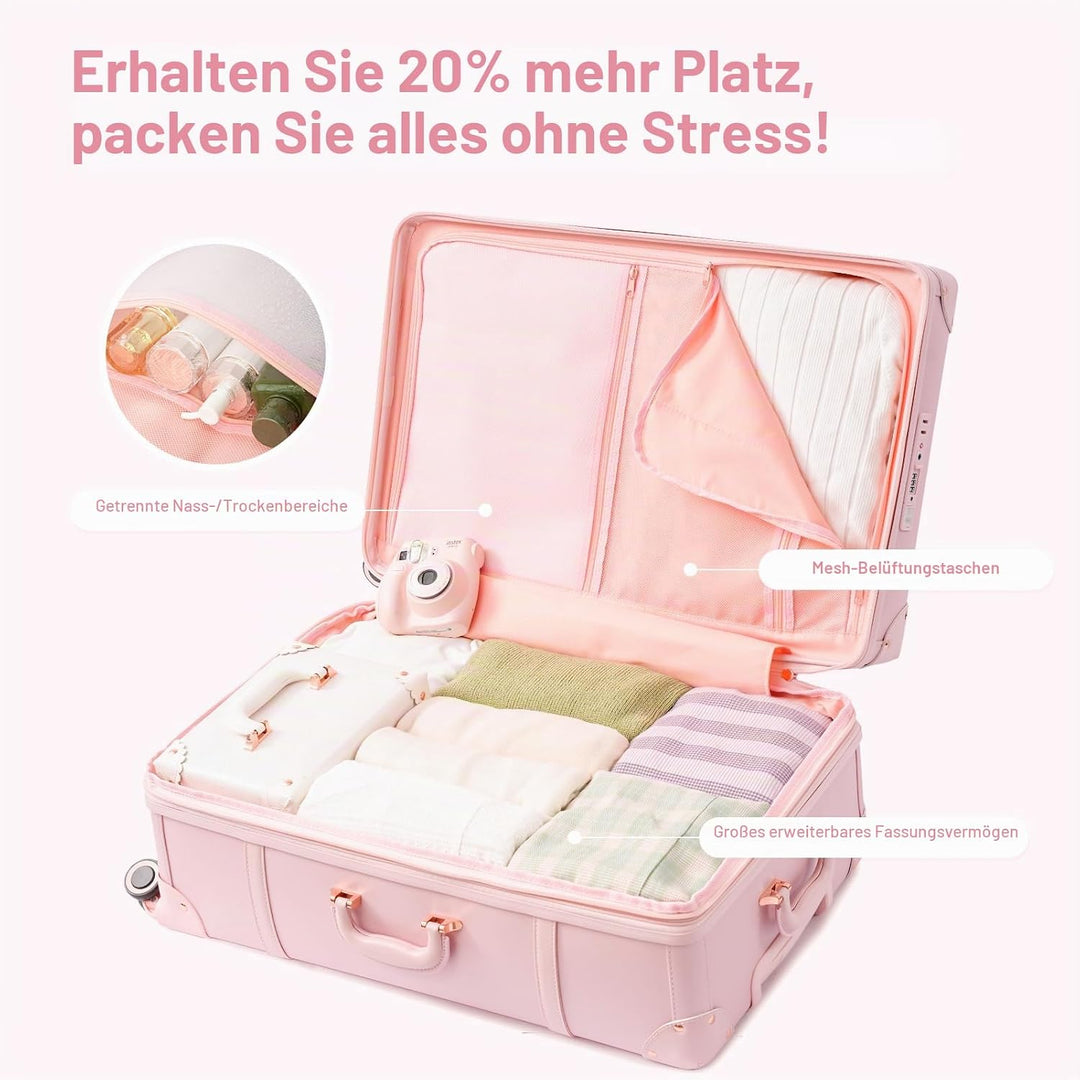 Urecity Vintage Reisekoffer Set 2 Teilig Leicht Retro Lederkoffer Hartschale Trolley Handgepäck Sets