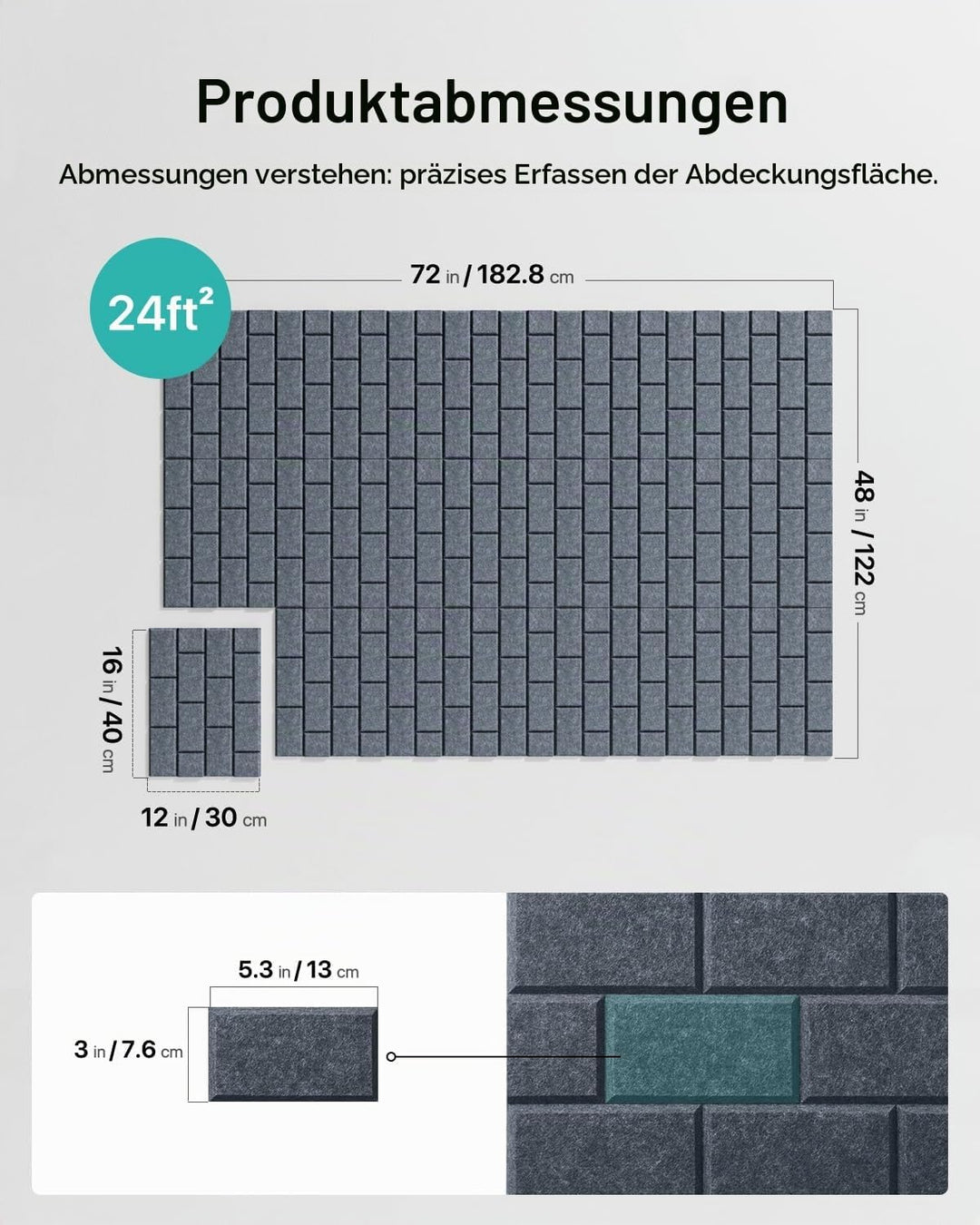 Soundsbay Akustikplatten selbstklebend 12 Stück, Schallschutz Wand Rechteckiger Ziegeltyp Schallschu