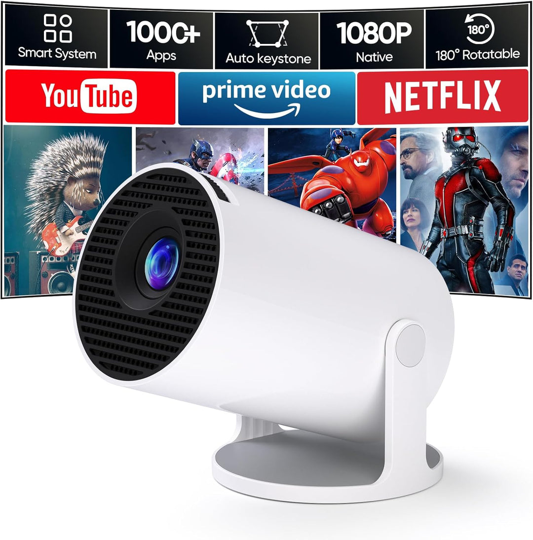 Wielio 2025 Neuer Mini Beamer mit WiFi und Bluetooth, Android 11 und integrierten Apps, Native 1080P