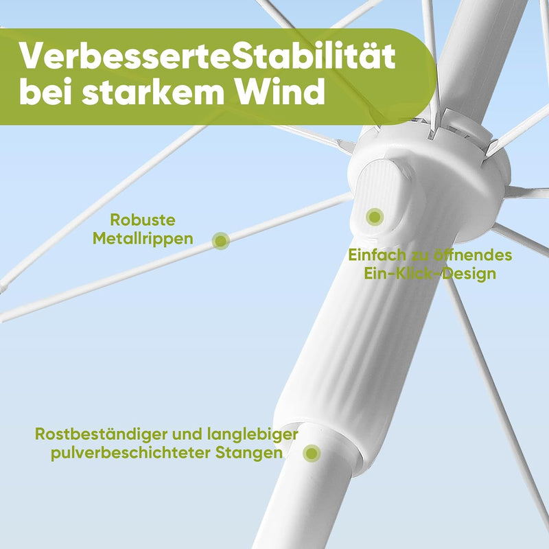 Sekey® Sonnenschirm| Stabil Strandschirm mit Bodenhülse & Schutzhülle für Balkon Garten & Terrasse|