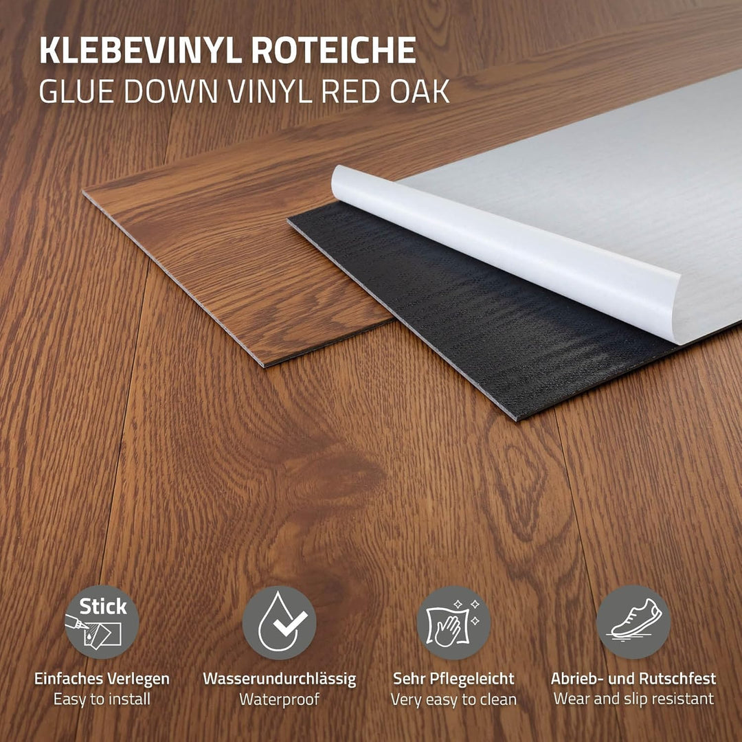 ML-Design Deluxe PVC Bodenbelag, Selbstklebende Vinyl-Dielen, Vinylboden, 91,5 cm x 15,3 cm x 2 mm,