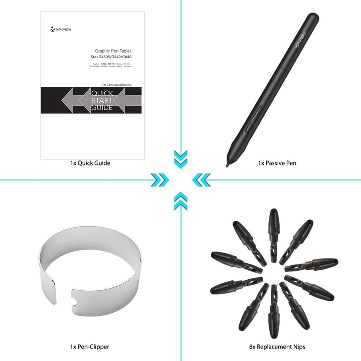 XP-PEN G430S Grafik-Tablet, Eingabestift, passiv, 8192 Ebenen, Grösse 4 x 3 Zoll, zum Spielen von OS