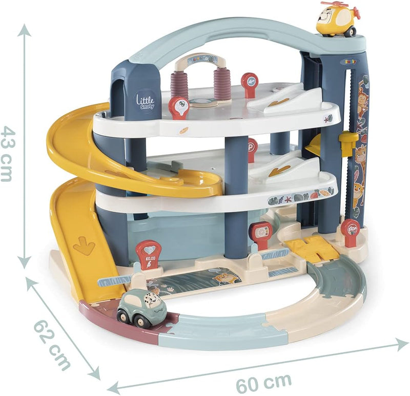 Smoby Toys - Little Smoby Parkhaus für Kinder ab 18 Monaten - grosse Parkgarage inkl. 1 Auto, 1 Hubs