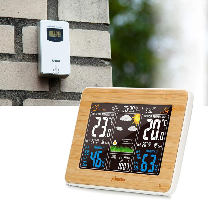 Alecto WS-1560 Funk Wetterstation mit Farbdisplay und Aussensensor - Innen und Aussentemperatur - Lu