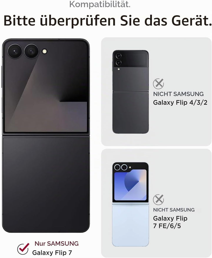 Miimall Kompatibel mit Samsung Galaxy Z Flip 7 Hülle mit Displayschutz &amp; Weich Scharnierschutz, [Ele