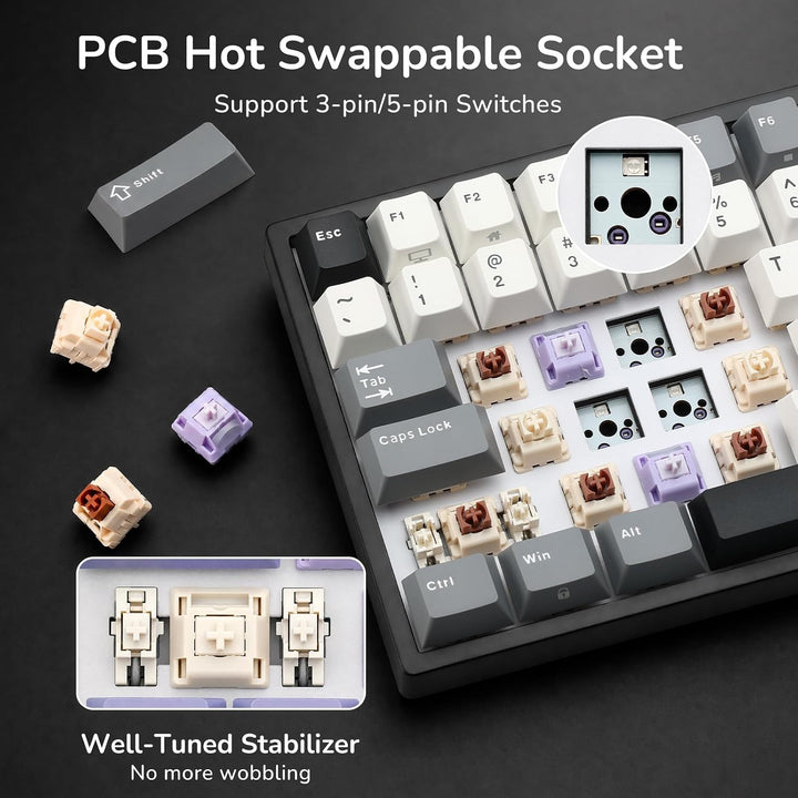 RK ROYAL KLUDGE RK84 Kabelgebundene 75% TKL RGB Hot Swapable Mechanische Gaming-Tastatur,US QWERTY L