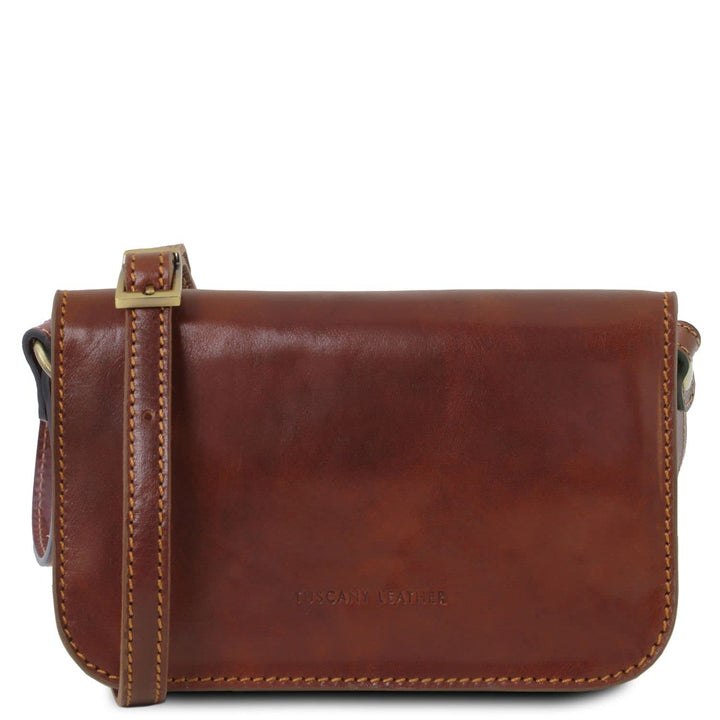 Tuscany Leather Carmen Umhängetasche aus Leder mit Umschlag Braun, Braun