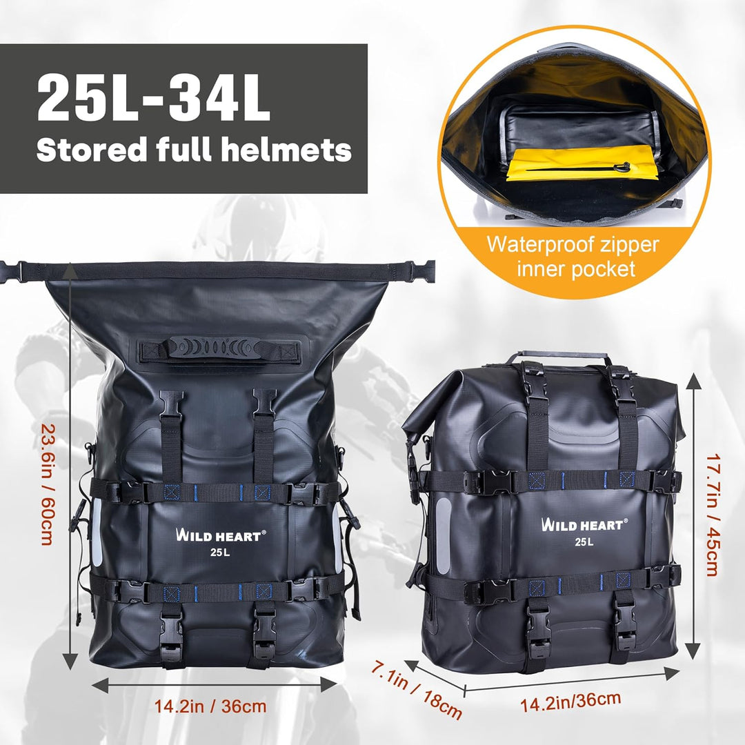 WILD HEART Motorrad Seitentasche Edelstahl Federung wasserdichte Tasche 20L/25L wasserdicht Pianner