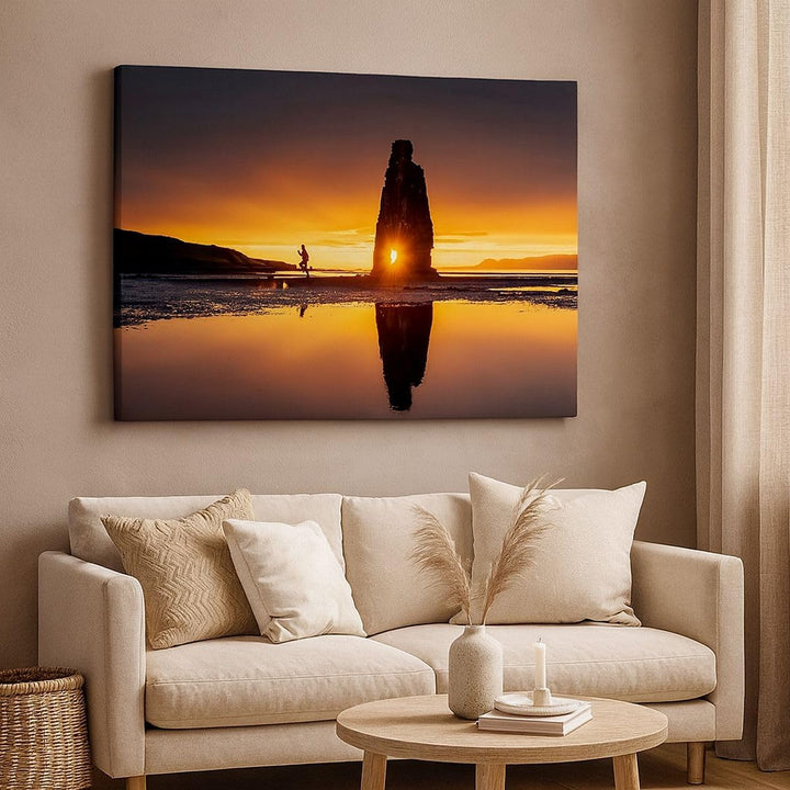 Bilder auf Leinwand 100x70cm Leinwandbild mit Rahmen Meer Felsen Wasser Gross Wanddeko Bild Schlafzi