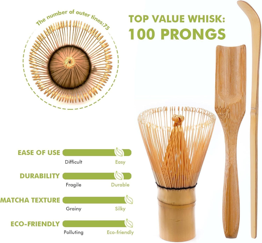Matcha Tea Set Beige Weiss,6 Piece Matcha Besen, with Matcha Whisk, Matcha Broom,Schale,Matcha Bowl
