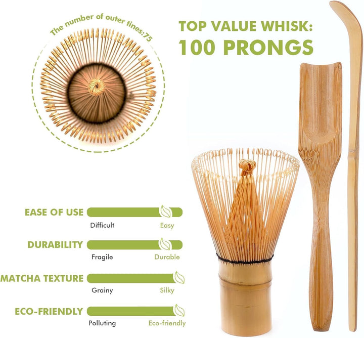 Matcha Tea Set Beige Weiss,6 Piece Matcha Besen, with Matcha Whisk, Matcha Broom,Schale,Matcha Bowl