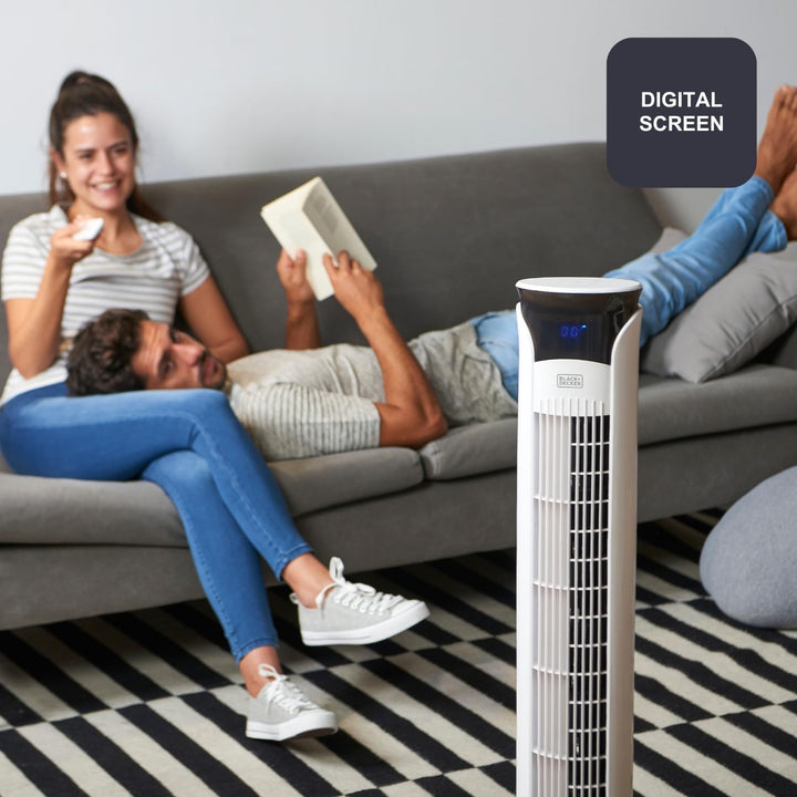 Black+Decker BXEFT49E Turmventilator, 45, Kunststoff, Mit Fernbedienung, 102 cm,