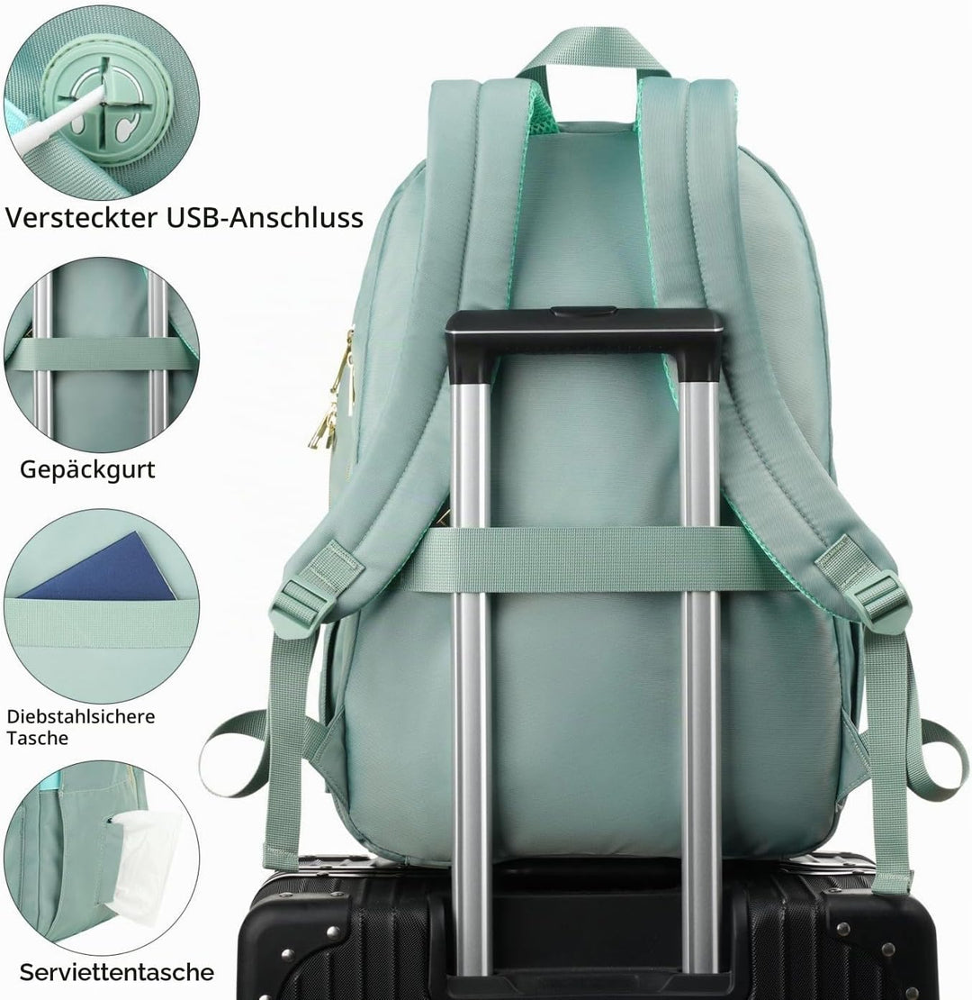 Rucksack Schule Mädchen Rucksack Damen,Schultasche Frauen Schulranzen 15.6 Zoll für Universität Stud