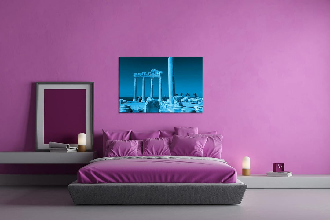 deyoli antikes Tempel Bauwerk in Türkei Format 80x60 Effekt: Monocrome Blau als Leinwandbild, Motiv