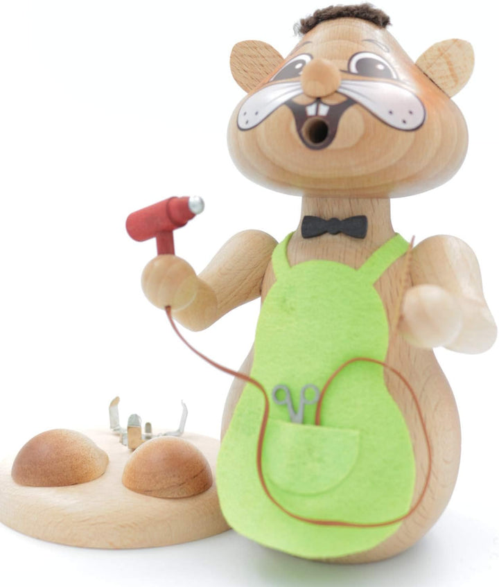 Kuhnert - Erzgebirgische Holzkunst Räuchermann Räucherfigur Hamster 18cm - Friseur, Friseur