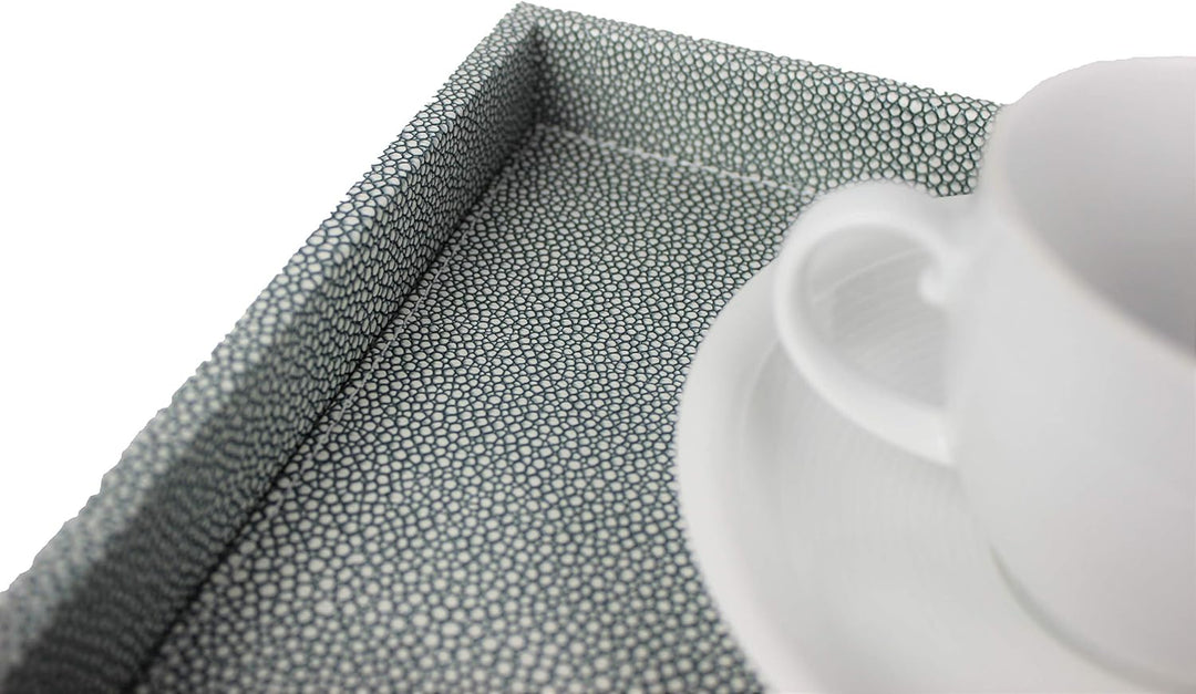 SIGNATURE HOME COLLECTION Kleines Tablett mit Rand, Kunstleder, blau, mittel
