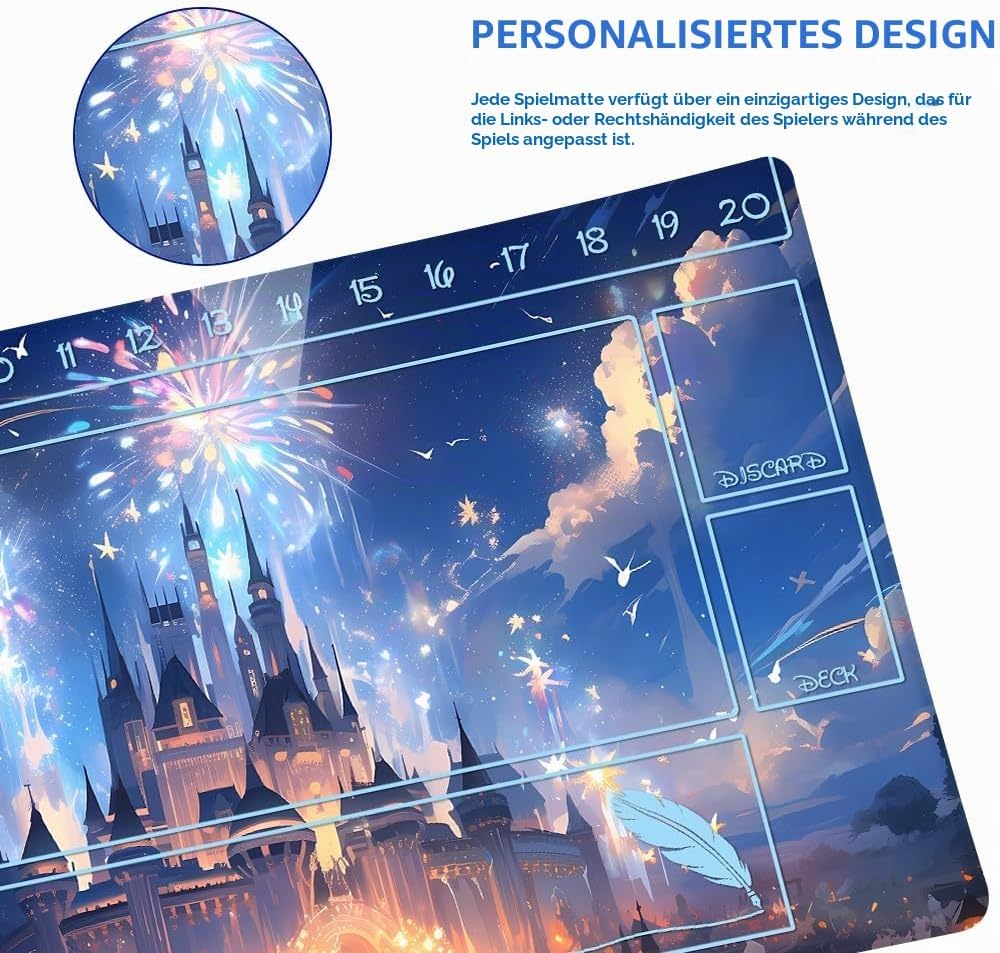 Lorcana Playmats Kompatibel TCG 61 x 35,6 cm Gaming-Matte, rutschfester Gummi mit Zonen, Spielmatte