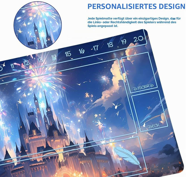 Lorcana Playmats Kompatibel TCG 61 x 35,6 cm Gaming-Matte, rutschfester Gummi mit Zonen, Spielmatte