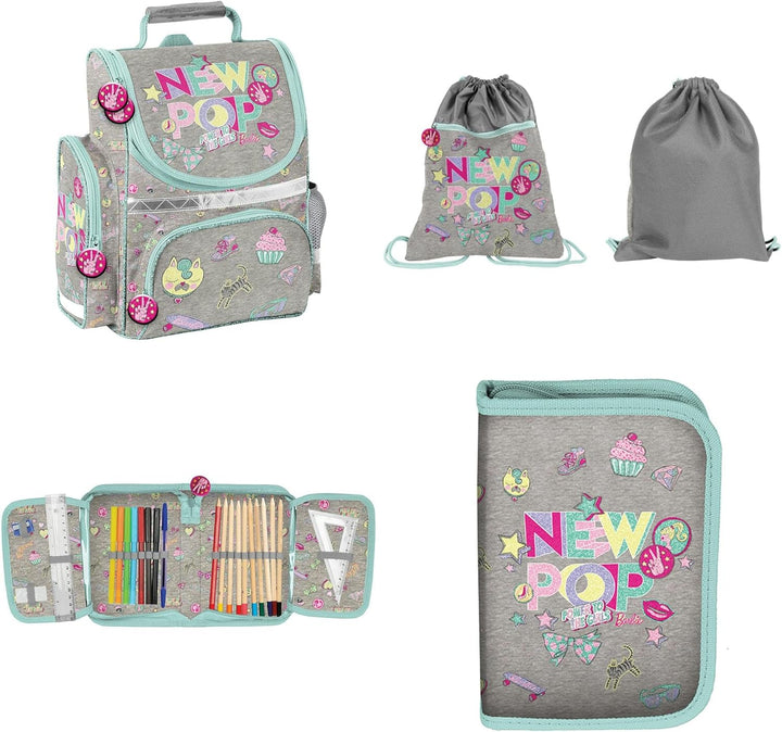 Barbie Schulranzen Set MÄDCHEN 1 KLASSE | Set 3 TEILIG FÜR GRUNDSCHULE | SUPER LEICHT | ERGONOMISCH