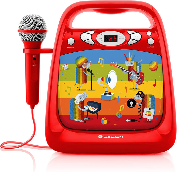 GOGEN Kinderkaraoke und CD Player I USB I MP3 I Mikrofon inklusive I Kopfhörerausgang I tragbar I Ba