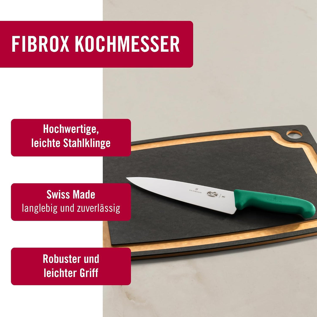 Victorinox Fibrox Kochmesser, Breites Universalmesser für Fleisch, Fisch, Gemüse und Kräuter, 20 cm,