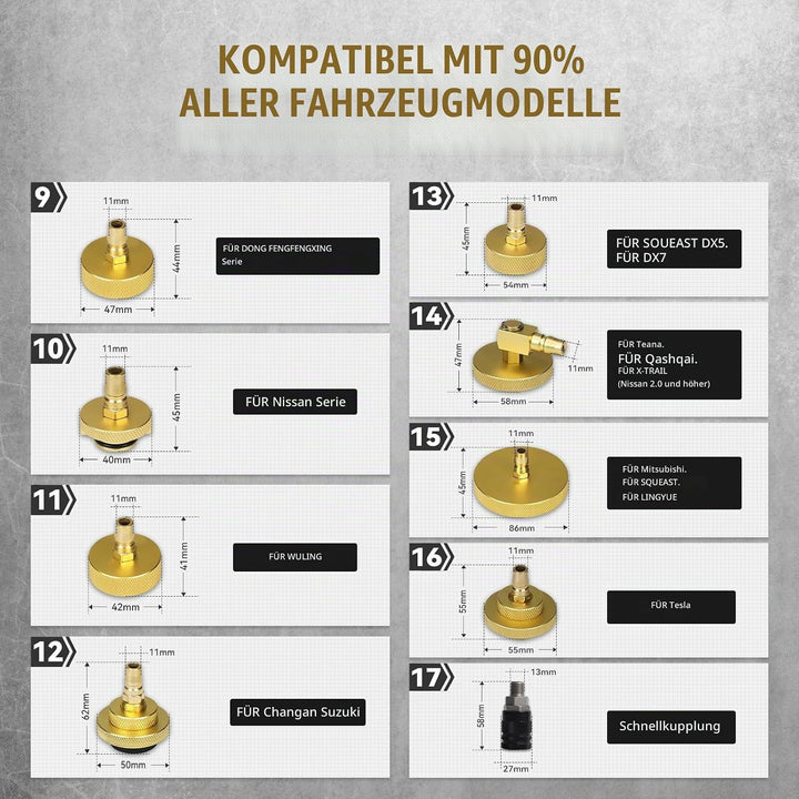 20-TLG Bremsenentlüftungsgerät Adapter mit 4 Quick Adapter, Bremsenentlüftungsadapter aus Metall für