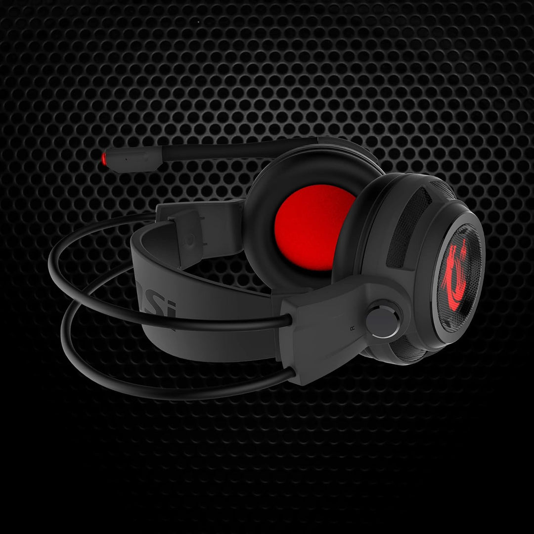 MSI DS502 GAMING HEADSET - Kopfhörer mit 7.1 Virtual Surround Sound, Vibrationssystem, 40mm Neodym-T