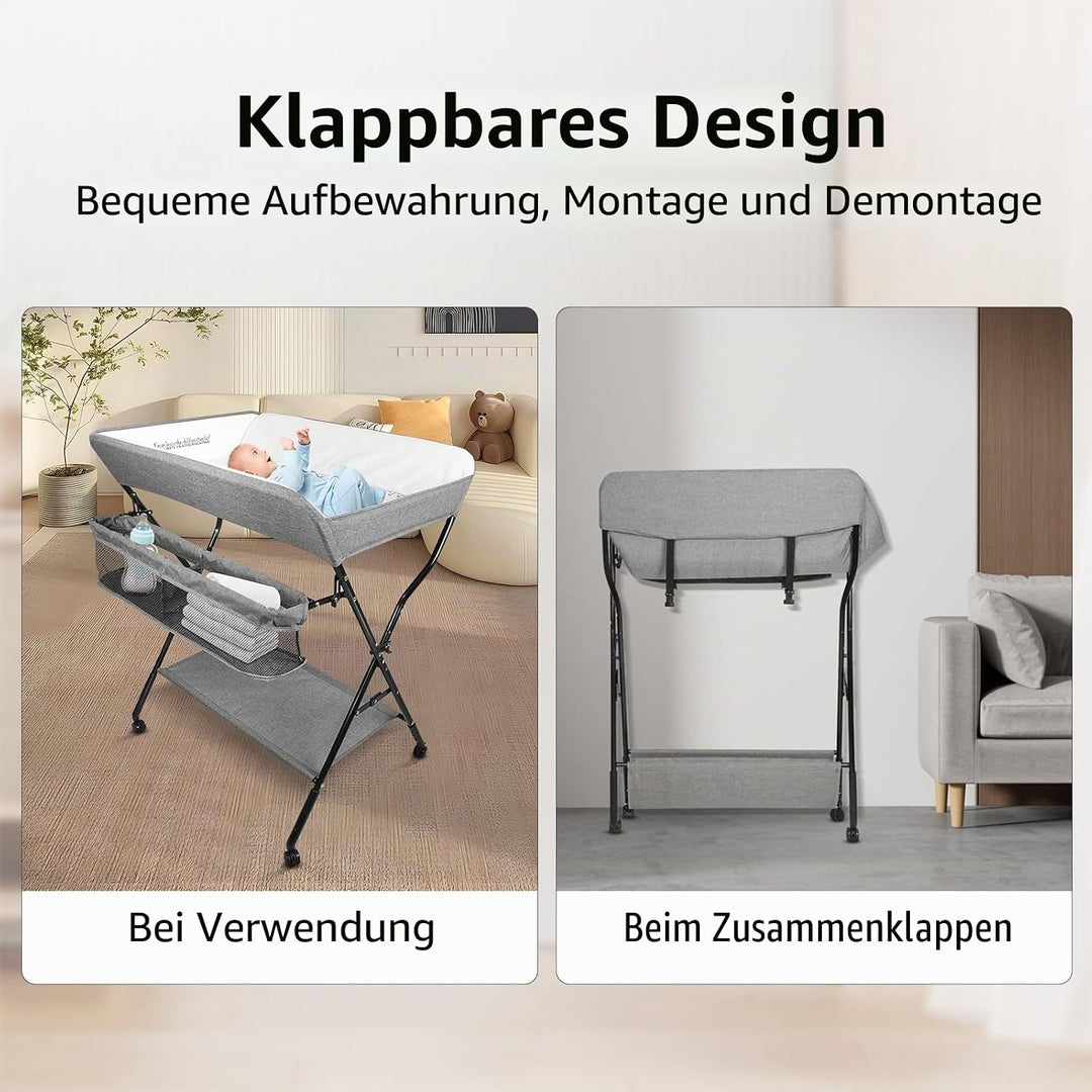 Wickeltisch Faltbar und Tragbar 3 in 1, max. Belastung 25 kg für neue, Wickeltisch mit Aufbewahrungs