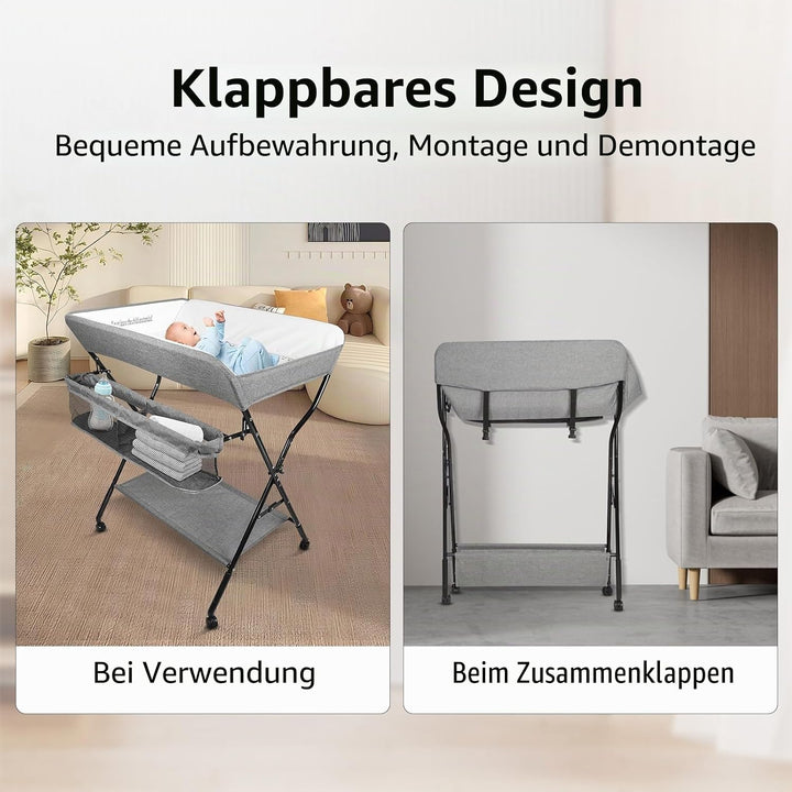 Wickeltisch Faltbar und Tragbar 3 in 1, max. Belastung 25 kg für neue, Wickeltisch mit Aufbewahrungs