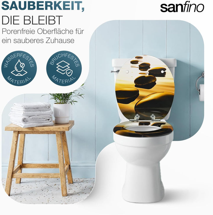 Premium WC Sitz mit Absenkautomatik – hochwertige Toilettendeckel aus Holz, viele bunte Motive, hohe