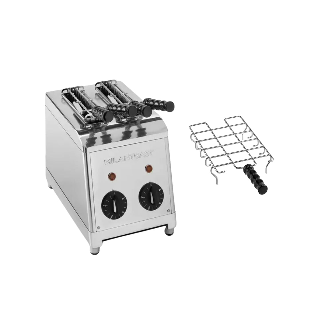 Milantoast 2-er Toaster mit Zangen und Brötchenaufsatz (Edelstahl/Gebürstetes Metall) Edelstahl / Ge