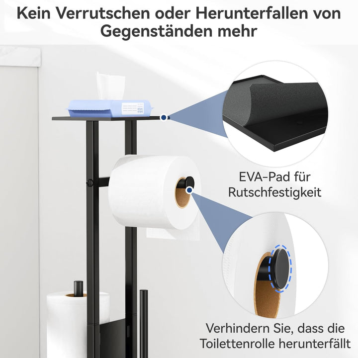 Edelstahl Klopapierhalter Stehend Mit Klobürste - Toilettenpapierhalter Mit Feuchttücherbox, WC Bürs
