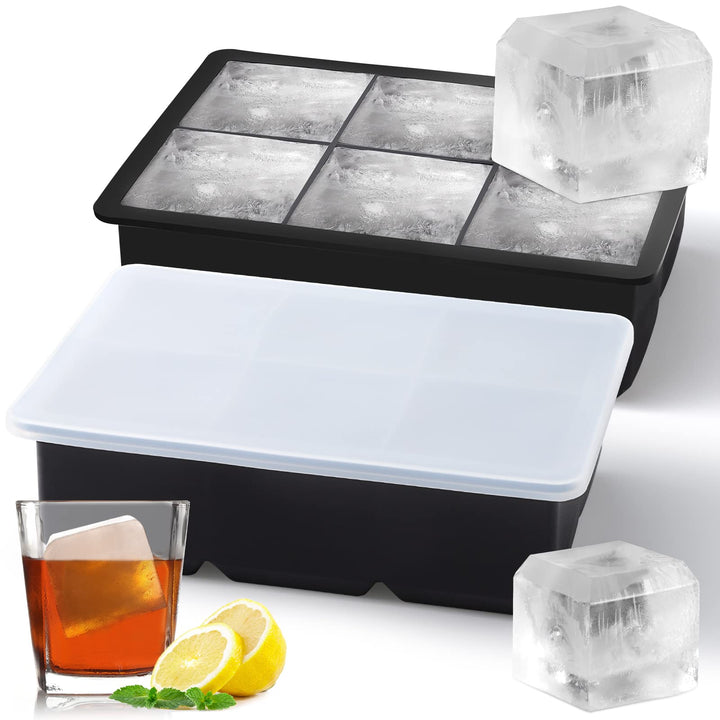 Sinnsally Eiswürfelform Silikon,XXL Eiswürfelform Eiswürfelformen & Eiswürfelschalen mit Deckel,Eisk