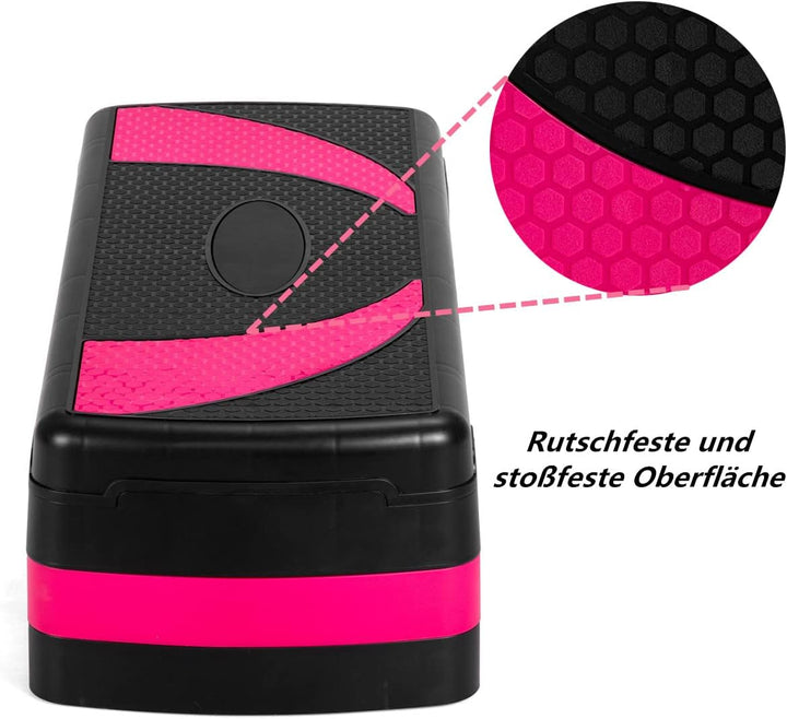 RELAX4LIFE Höhenverstellbarer Stepper mit 3 Stufen (10/15/ 20 cm), Steppbrett PP, Trainingsgerät mit
