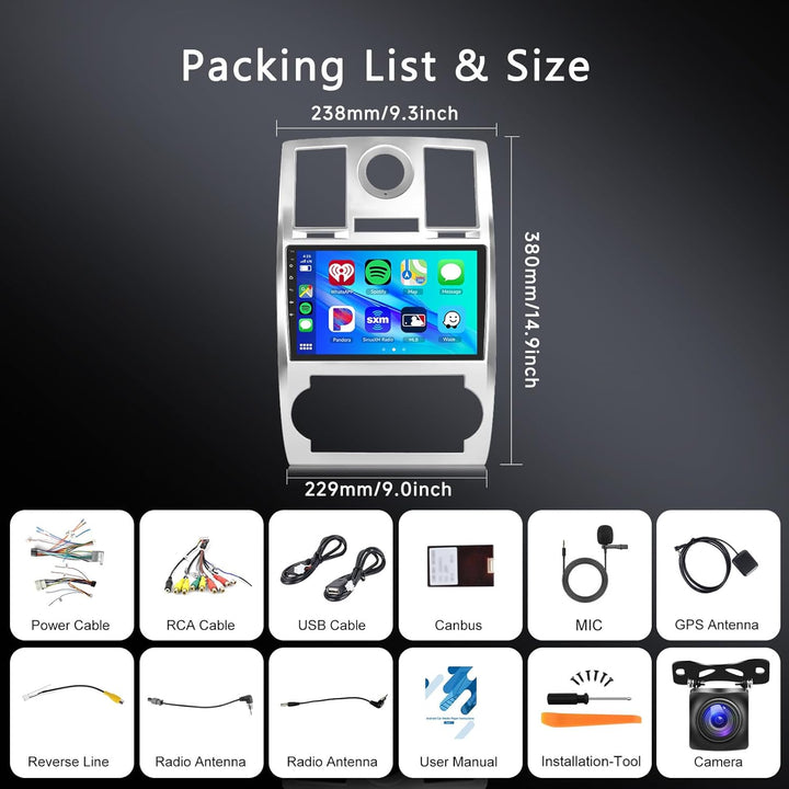Hodozzy 2GB 64GB Autoradio für Chrysler 300 300C 2004-2011 Radio mit Wireless Carplay Android Auto M