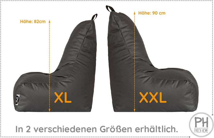 PATCH HOME Patchhome Sitzsack Lounge Sessel + Würfel/Hocker mit Reissverschluss Gamer Sitzkissen fer